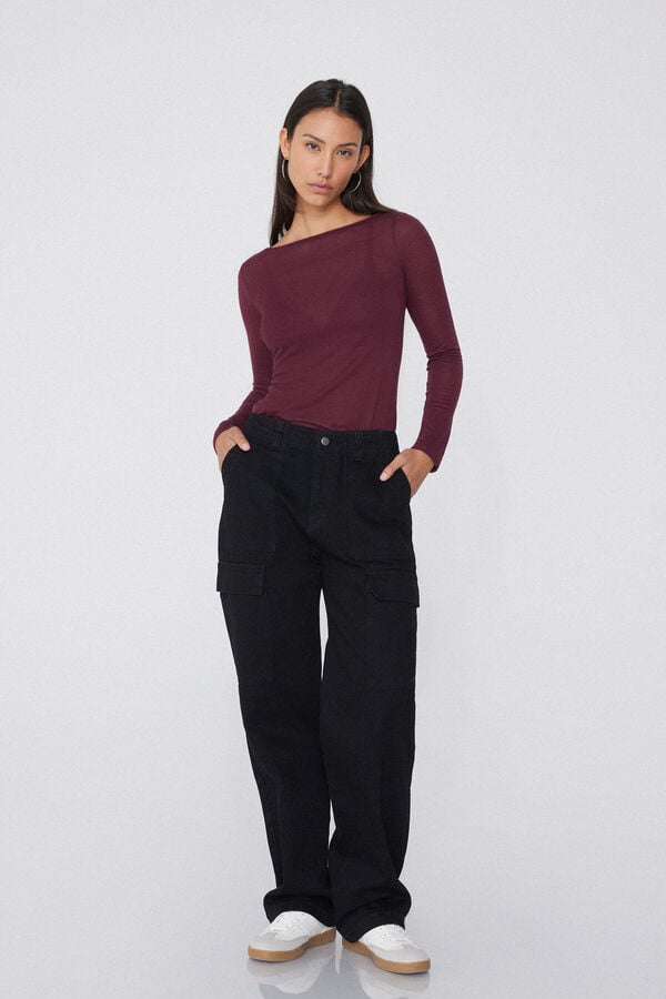 Tezenis Camiseta con Cuello de Barco de Viscosa y Lana Merino Gran oferta