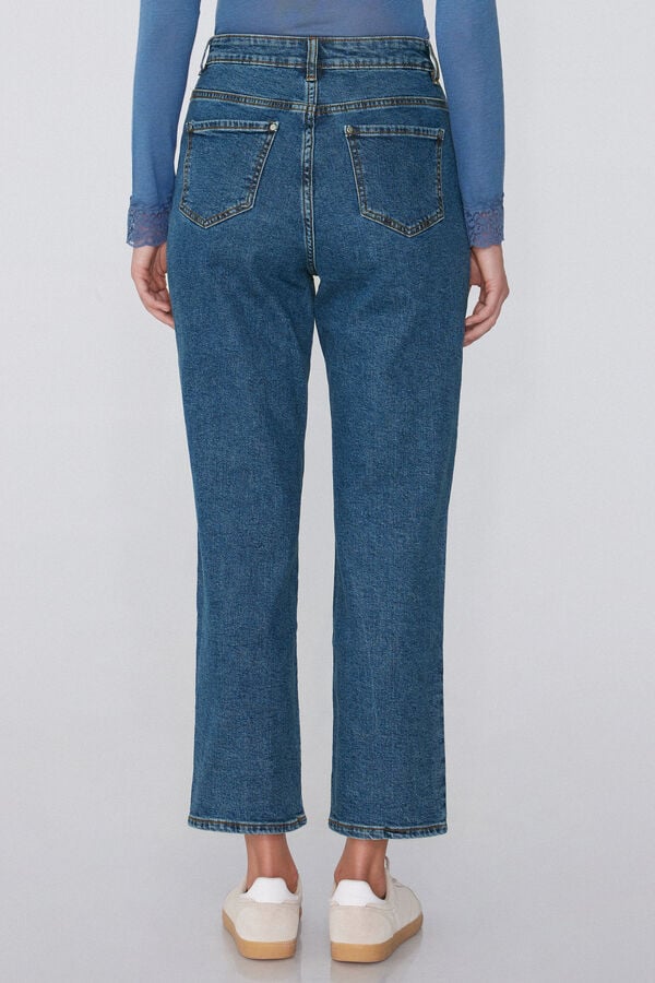 Tezenis Vaqueros de Talle Alto Denim Rectos con Bolsillos Última moda