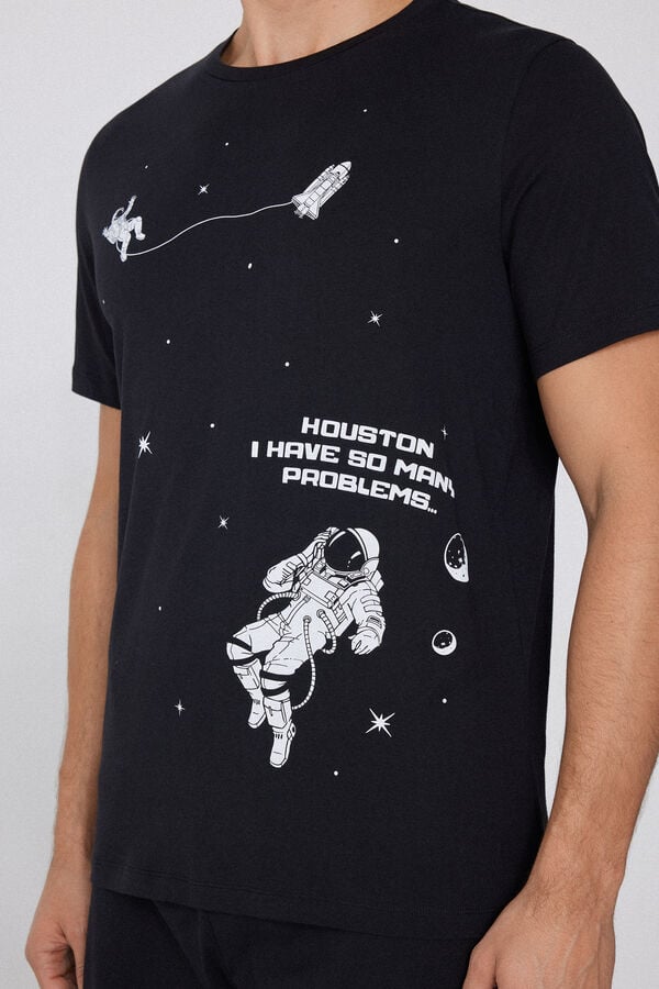 Tezenis Pijama Corto Hombre Media Manga Algodón Estampado Houston Limitado a 3 días
