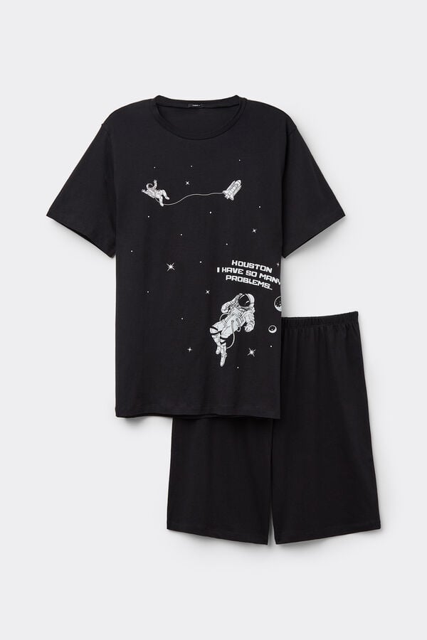 Tezenis Pijama Corto Hombre Media Manga Algodón Estampado Houston Limitado a 3 días