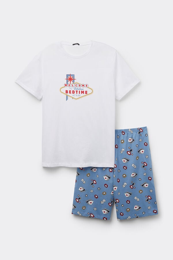 Tezenis Pijama Corto Hombre Media Manga Algodón Estampado Bedtime Ahorra y exporta