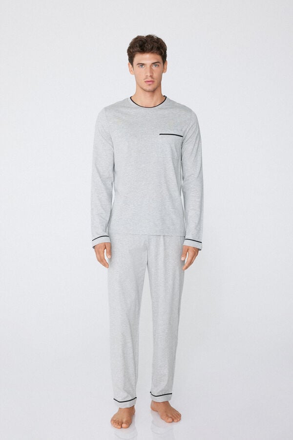 Tezenis Pijama Largo de Algodón con Ribetes para Hombre Oferta exclusiva