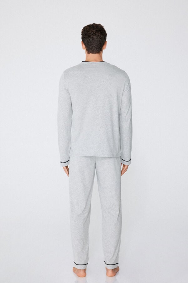 Tezenis Pijama Largo de Algodón con Ribetes para Hombre Oferta exclusiva