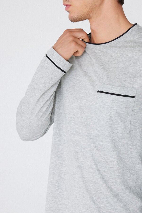 Tezenis Pijama Largo de Algodón con Ribetes para Hombre Oferta exclusiva