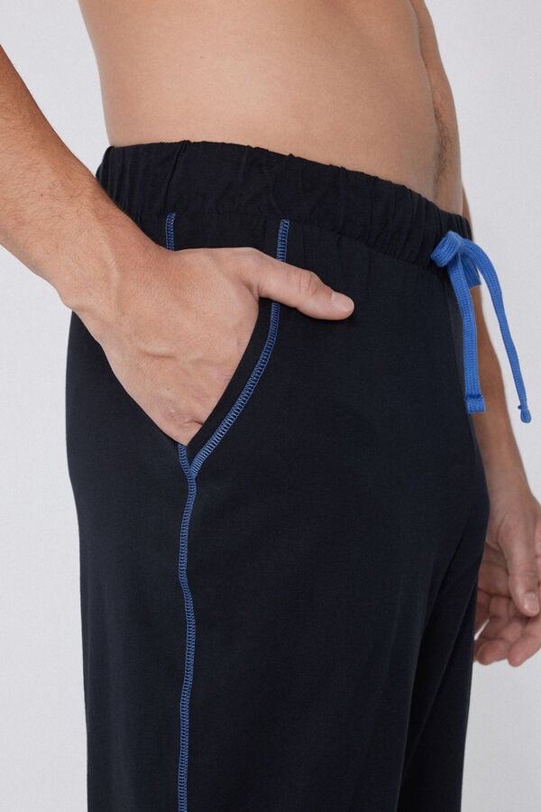 Tezenis Pantalón Largo de Algodón con Costuras en Contraste Outlet online