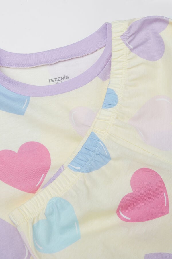 Tezenis Pijama Corto Media Manga Algodón Maxi Corazones Niña Últimos 3 días