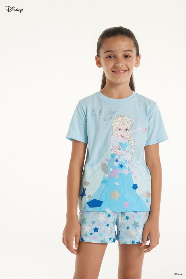 Tezenis Pijama Corto de Algodón con Estampado de Elsa de Frozen Disney Limitado a 3 días