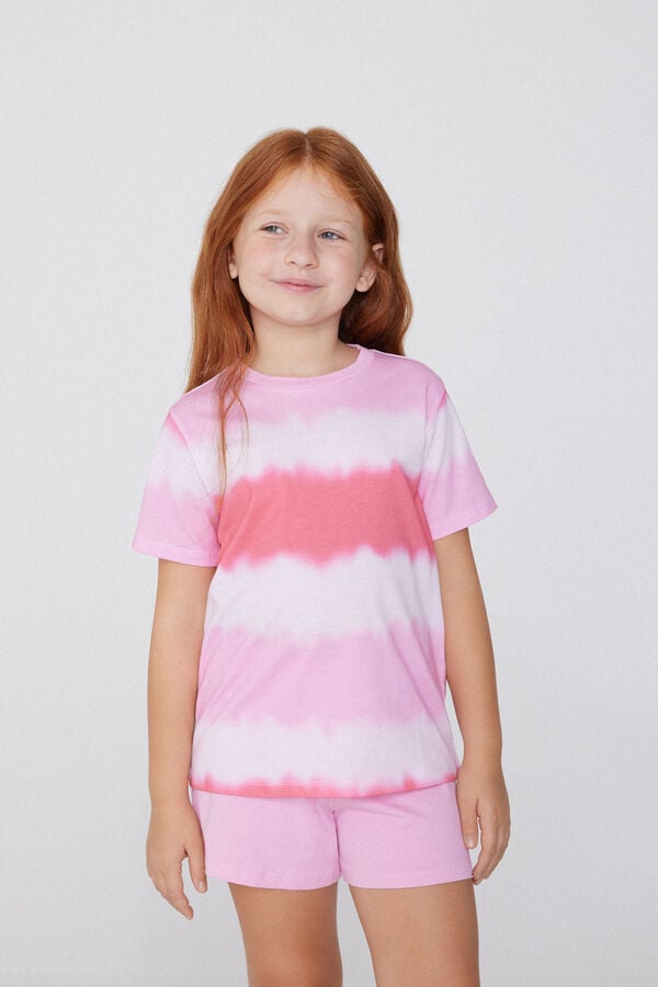 Tezenis Pijama Corto de Manga Corta de Algodón Tie-Dye para Niña Ahorra y exporta