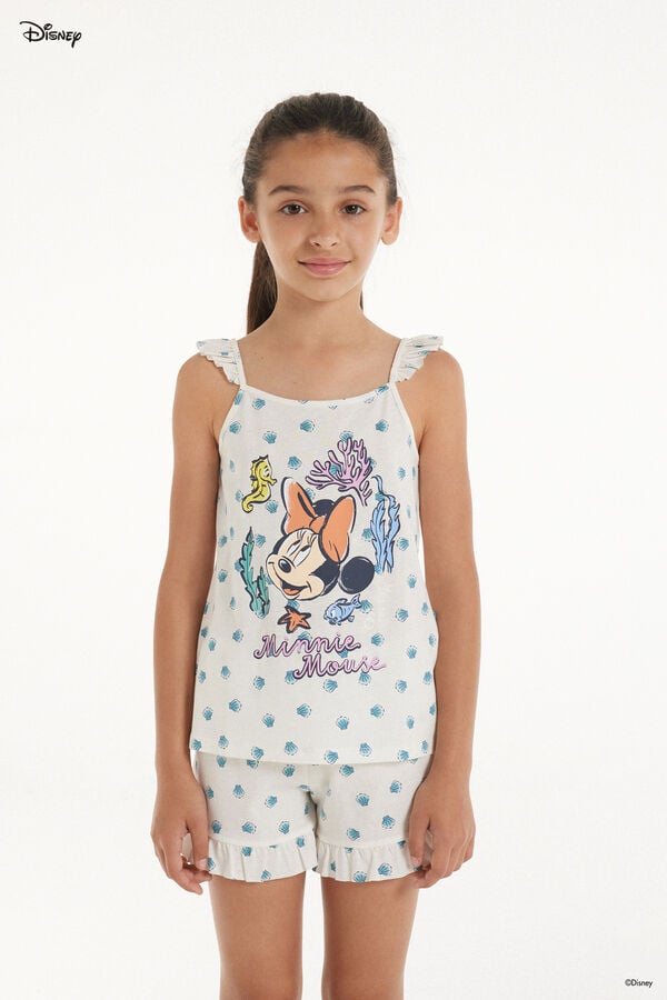 Tezenis Pijama Corto de Algodón con Estampado de Minnie de Disney para Niña Precios de Black Friday