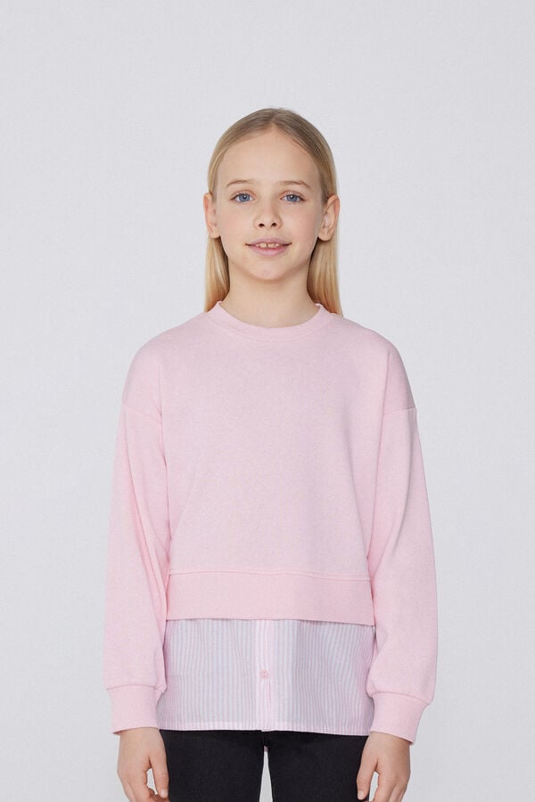 Tezenis Sudadera de Manga Larga en Algodón Efecto Camisa Niña Oferta especial