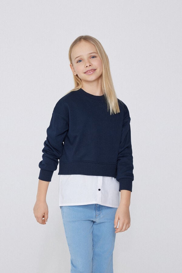Tezenis Sudadera de Manga Larga en Algodón Efecto Camisa Niña COMPRAR AHORA