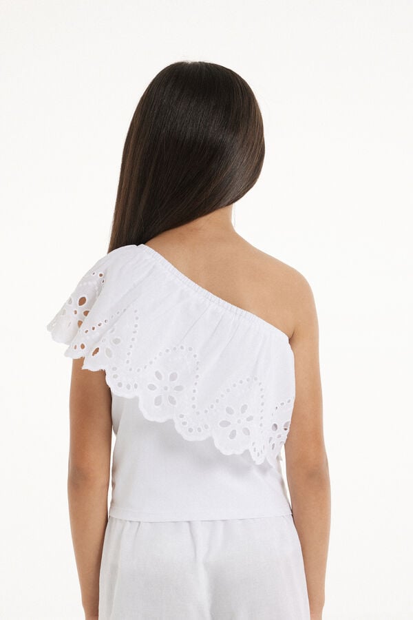 Tezenis Top de Hombro Descubierto de Algodón con Volante Sangallo Mejor oferta