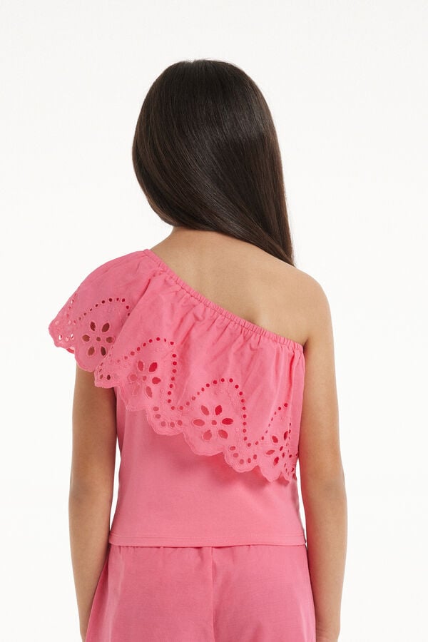 Tezenis Top de Hombro Descubierto de Algodón con Volante Sangallo Rebajas online