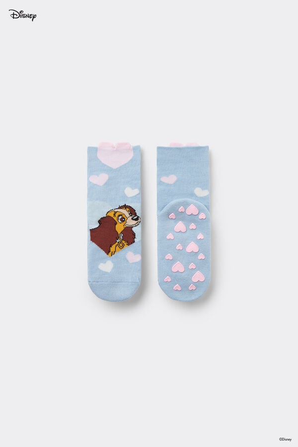 Tezenis Calcetines Antideslizantes Cortos con Estampado de Disney de La Dama y el Vagabundo para Niña
