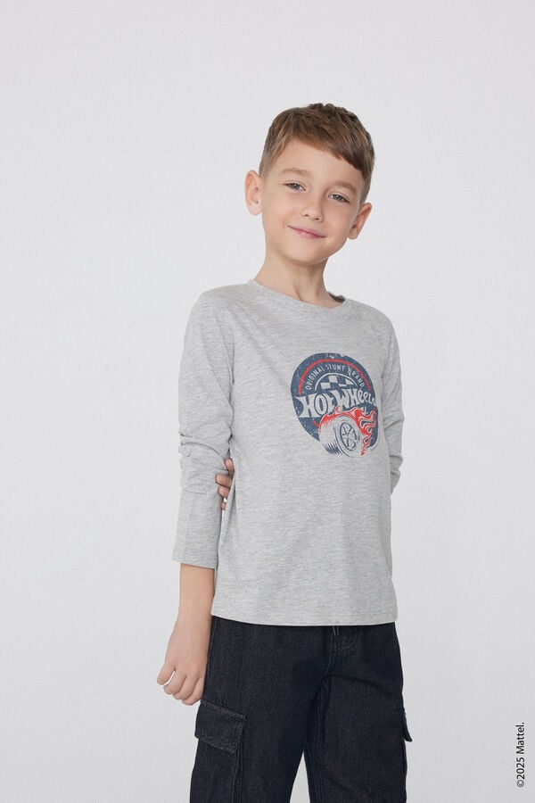 Tezenis Camiseta Manga Larga Algodón con Estampado Hot Wheels para Niño Última moda