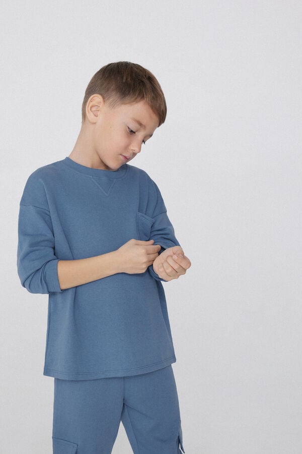 Tezenis Sudadera Manga Larga Cuello Redondo y Bolsillo Niño 2025