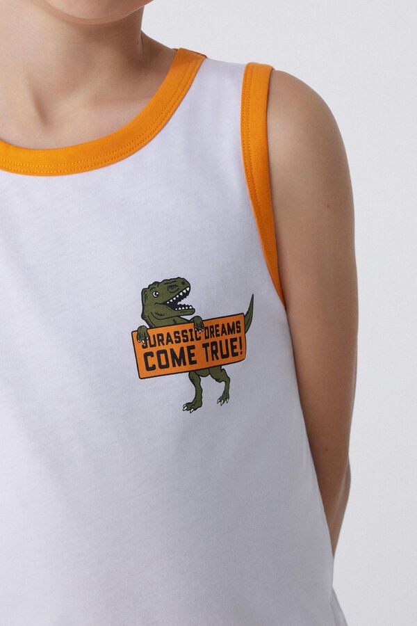 Tezenis Pijama Corto con Camiseta de Tirantes de Algodón con Estampado de Dinosaurio para Niña Últimos 3 días