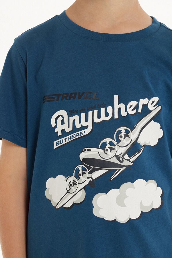 Tezenis Pijama Corto de Manga Corta de Algodón con Estampado de Avión para Niño ÚLTIMAS EDICIONES