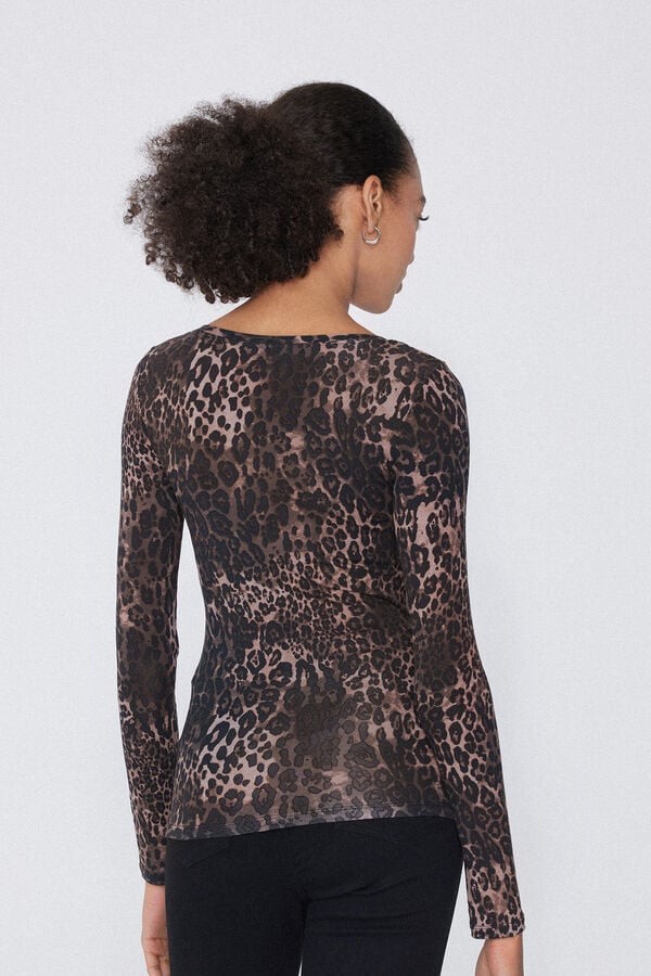 Tezenis Camiseta de Manga Larga Escote Amplio Viscosa Estampada COMPRAR AHORA