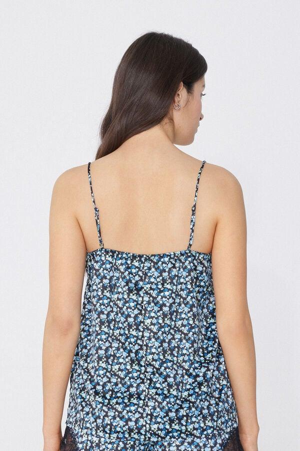 Tezenis Camiseta de Tirantes Finos de Raso con Estampado y Encaje ÚLTIMAS EDICIONES