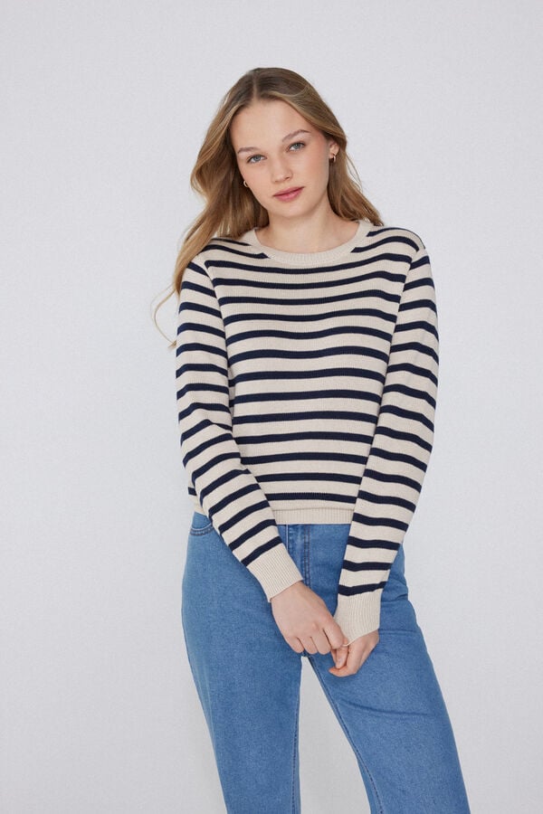Tezenis Jersey de Manga Larga y Cuello Redondo Básico de Algodón Calado Limitado a 3 días