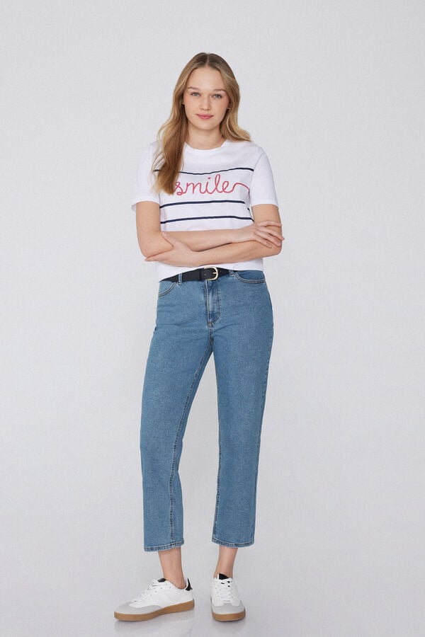 Tezenis Vaqueros de Talle Alto Denim Rectos con Bolsillos Precios de Black Friday