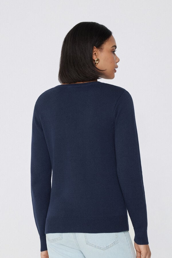 Tezenis Jersey de Manga Larga y Cuello Redondo Básico de Algodón Calado Descuentos del mes