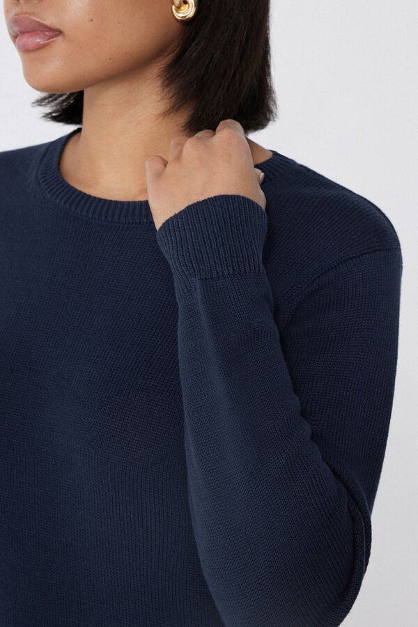 Tezenis Jersey de Manga Larga y Cuello Redondo Básico de Algodón Calado Descuentos del mes