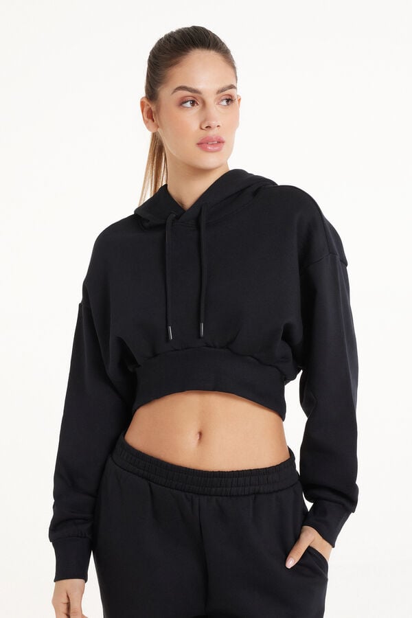 Tezenis Sudadera Corta Gruesa de Manga Larga con Capucha y Hombro Caído Outlet