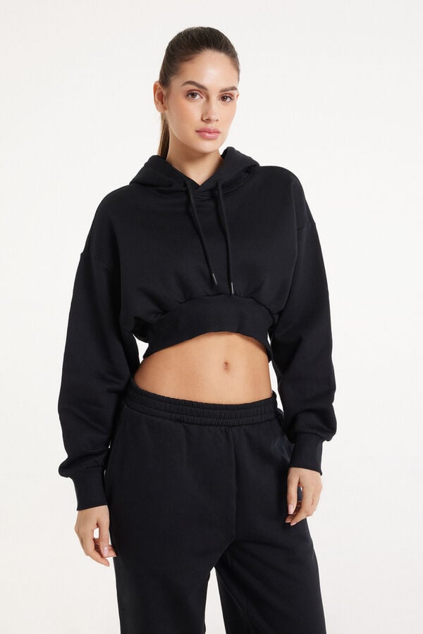 Tezenis Sudadera Corta Gruesa de Manga Larga con Capucha y Hombro Caído Outlet