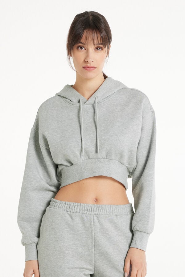 Tezenis Sudadera Corta Gruesa de Manga Larga con Capucha y Hombro Caído Outlet online
