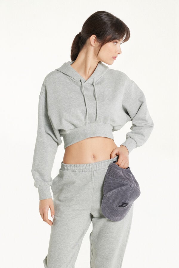 Tezenis Sudadera Corta Gruesa de Manga Larga con Capucha y Hombro Caído Outlet online