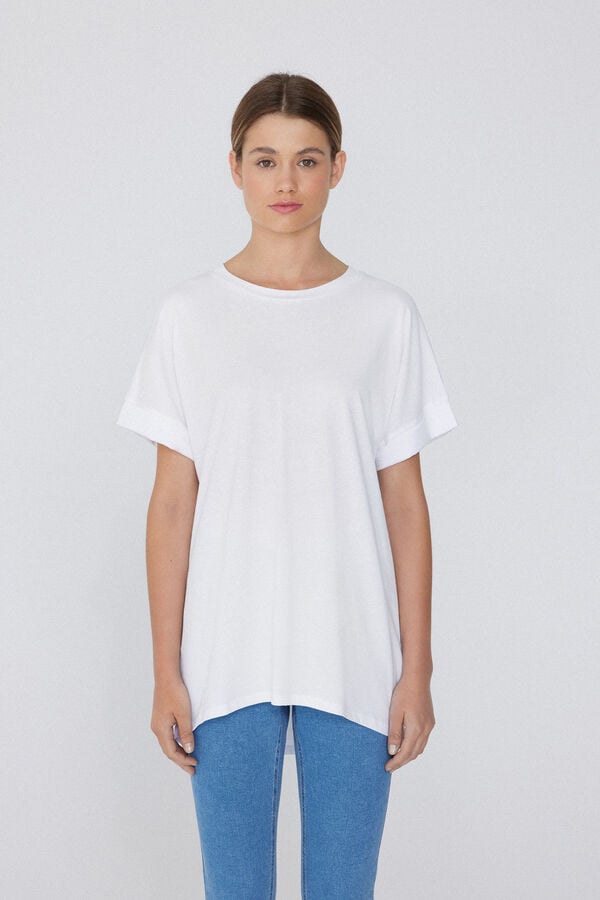 Tezenis Camiseta de Algodón con Vuelta Kimono Descuentos del mes