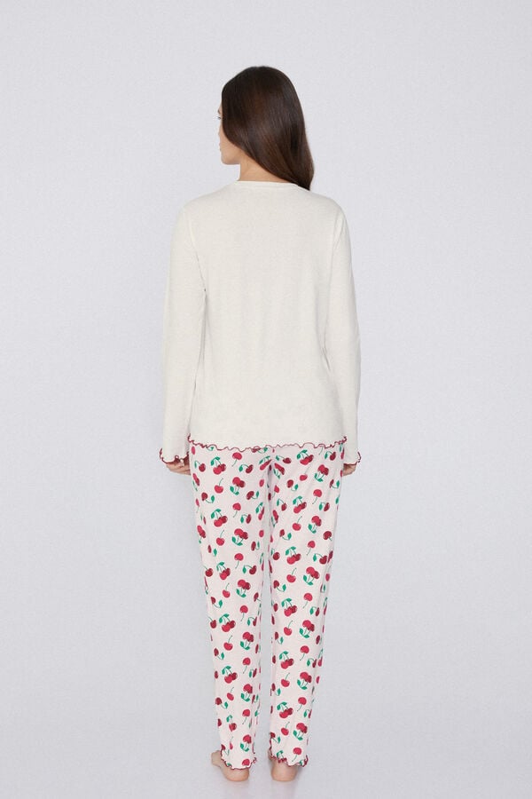 Tezenis Pijama Largo de Algodón Estampado Cerezas Última moda