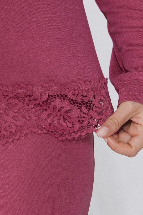 Tezenis Pijama Largo de Viscosa con Encaje 2025