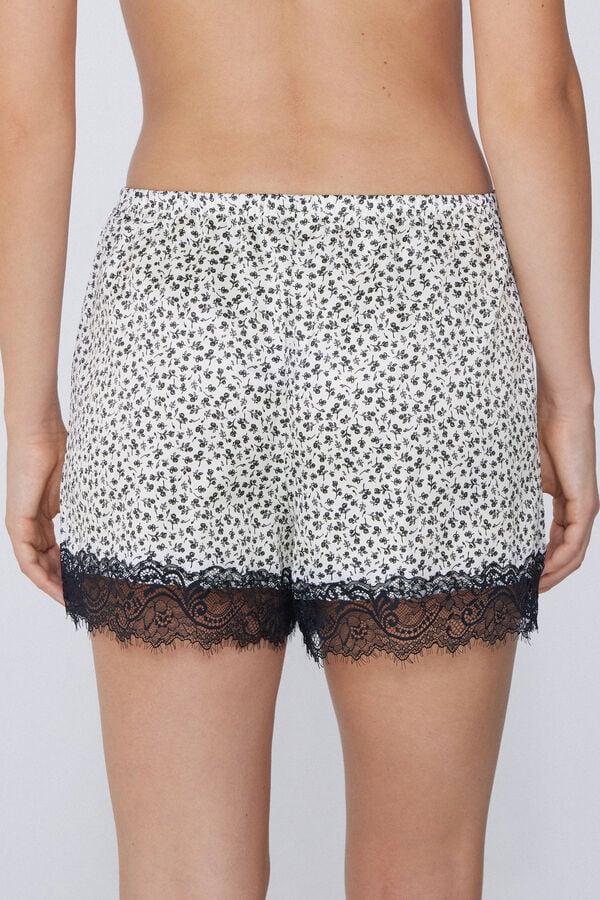 Tezenis Pantalón Corto de Raso Estampado y Encaje Outlet