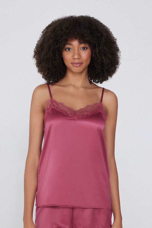 Tezenis Camiseta de Tirantes Finos de Raso y Encaje Rebajas
