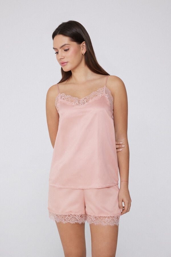 Tezenis Camiseta de Tirantes Finos de Raso y Encaje Ventas relámpago