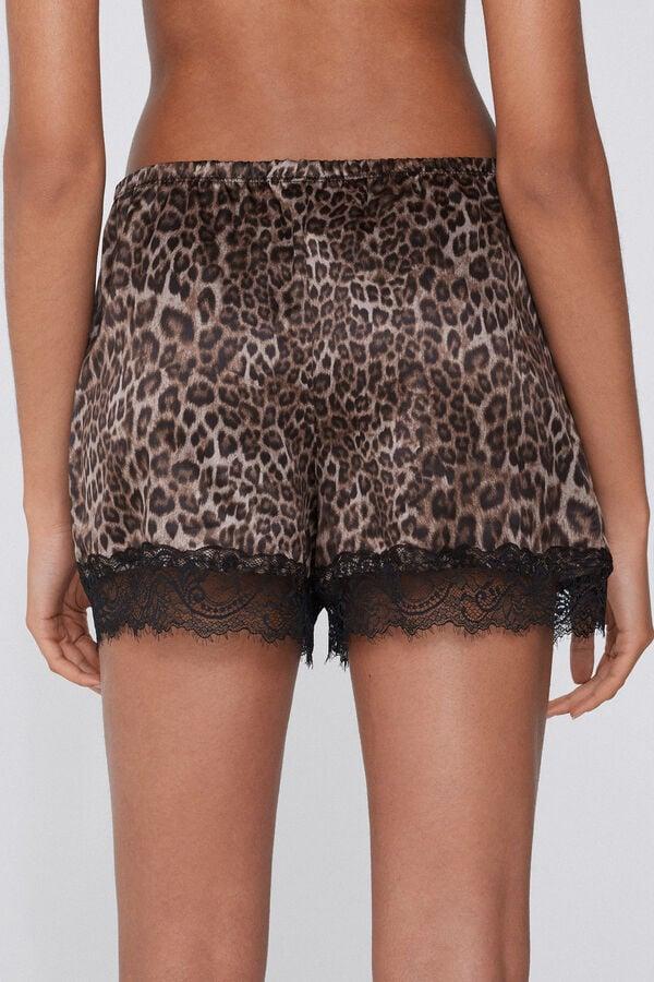 Tezenis Pantalón Corto de Raso Estampado y Encaje Tienda