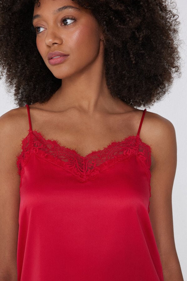 Tezenis Camiseta de Tirantes Finos de Raso y Encaje ÚLTIMAS EDICIONES