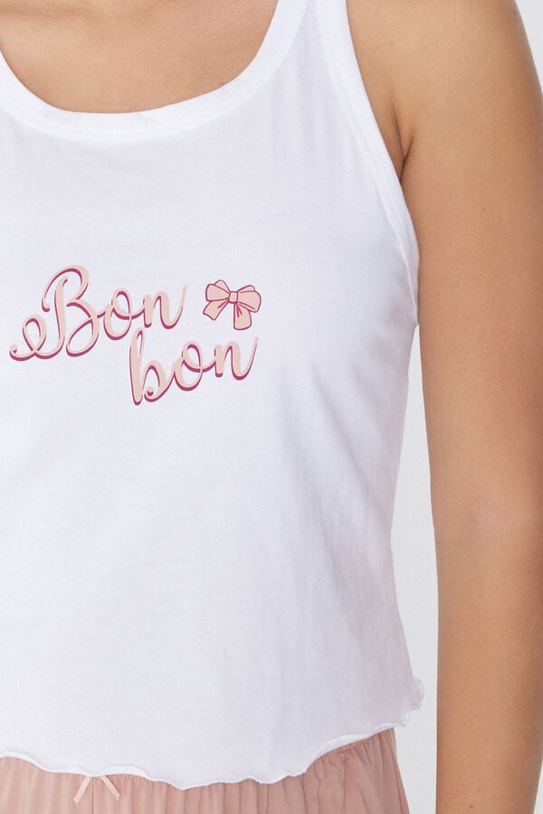 Tezenis Top Corto de Algodón con Estampado y Punto Festoneado Promoción por tiempo limitado