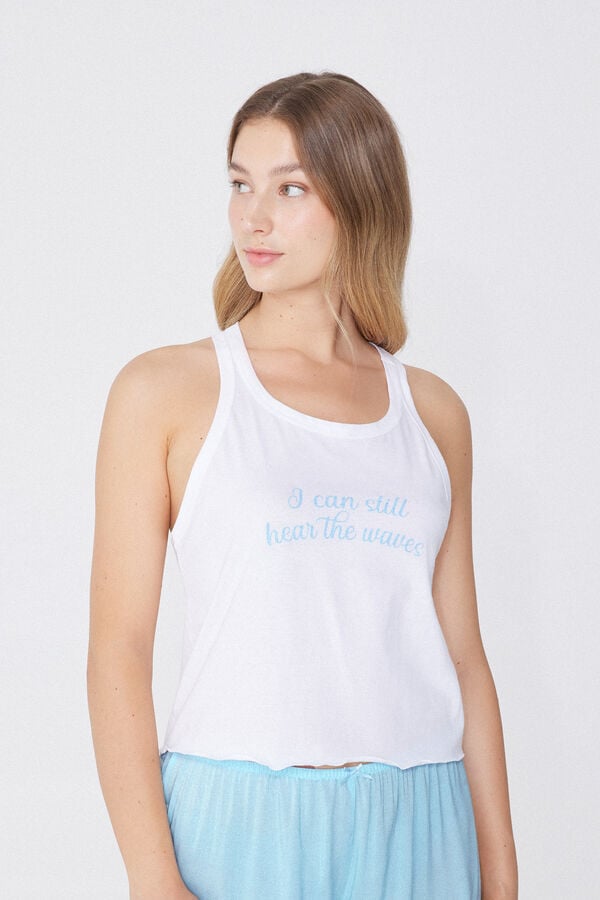 Tezenis Top Corto de Algodón con Estampado y Punto Festoneado Oferta especial de fábrica