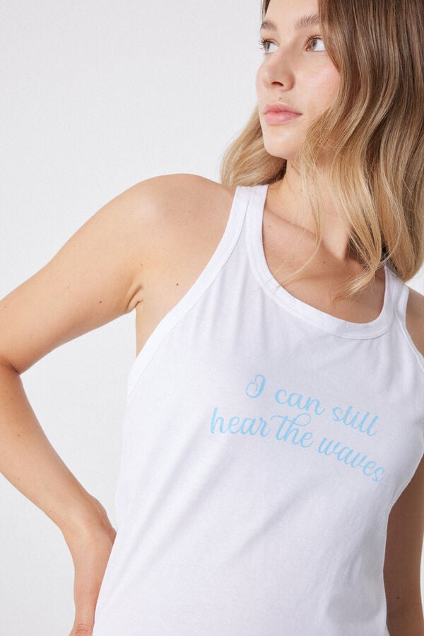 Tezenis Top Corto de Algodón con Estampado y Punto Festoneado Oferta especial de fábrica