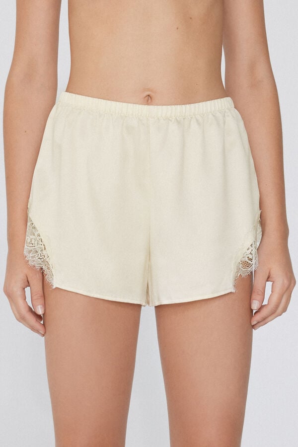 Tezenis Pantalón Corto de Raso y Encaje Grandes descuentos