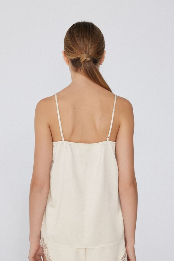 Tezenis Camiseta de Tirantes Finos de Raso y Encaje Liquidación