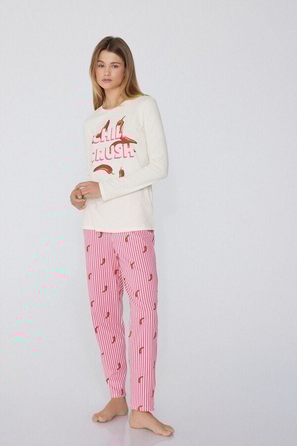 Tezenis Pijama Largo de Algodón con Estampado de Pimiento Chile Outlet online
