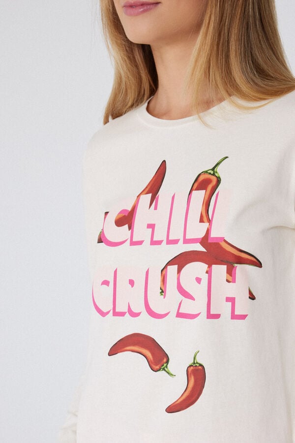 Tezenis Pijama Largo de Algodón con Estampado de Pimiento Chile Outlet online