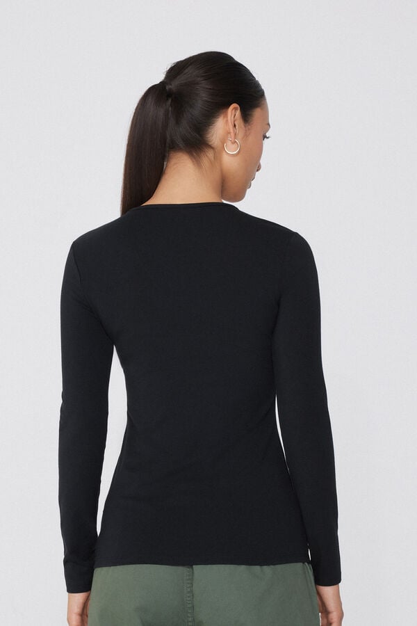 Tezenis Camiseta con Cuello Redondo de Algodón y Modal Térmico Tienda de fábrica