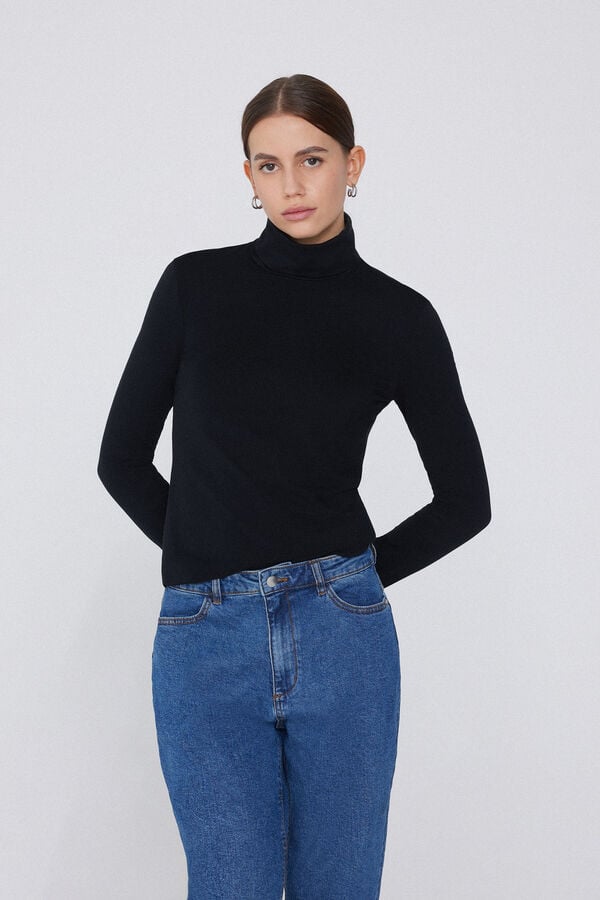 Tezenis Camiseta con Cuello Alto de Algodón y Modal Térmico Ahorra y exporta