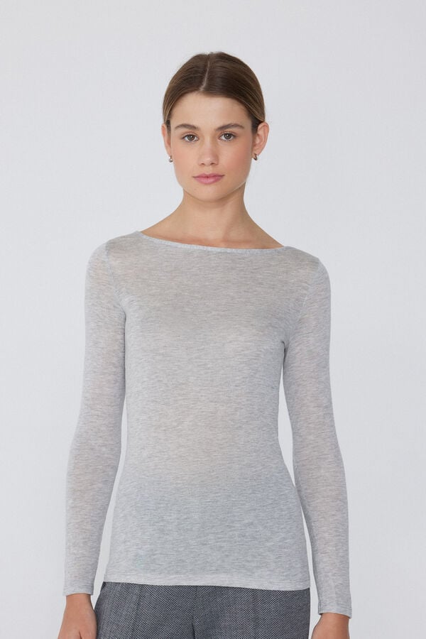 Tezenis Camiseta con Cuello de Barco de Viscosa y Lana Merino Oferta exclusiva